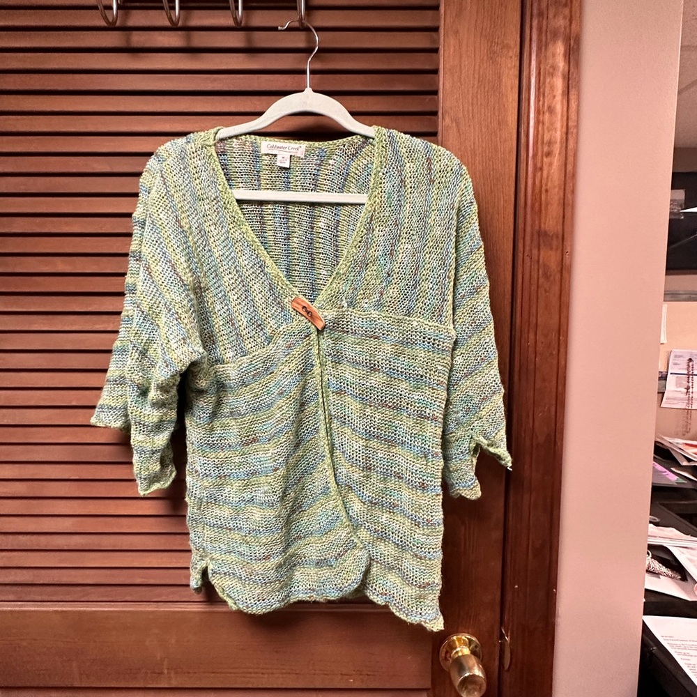Coldwater Creek green multi-color knit cardigan